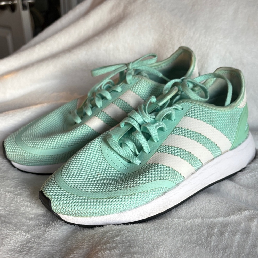 Adidas Women's Fresh Mint and White Sneakers